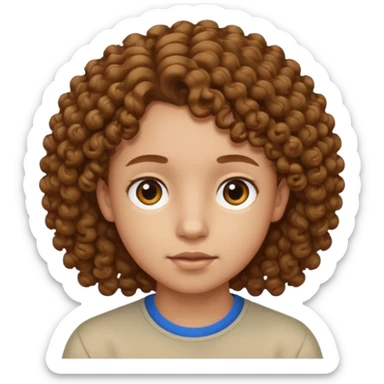 adolescent au visage impassible. Cheveux chatains frisés sticker