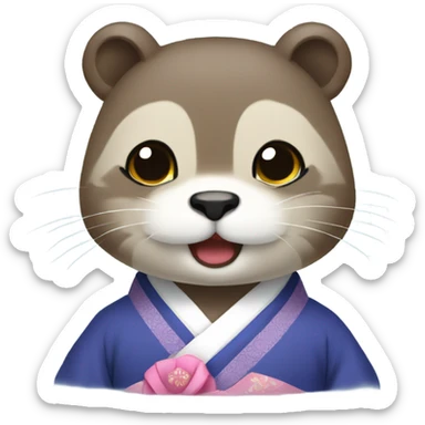 a otter face wearing traditional korean hanbok sticker