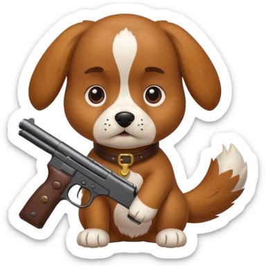A dog with gun sticker