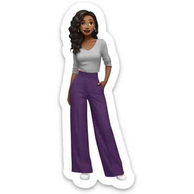 Realistic isolated pair of high waist long wide leg dressy casual pants in purple sticker