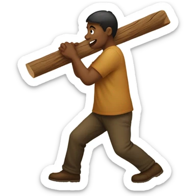 Person knocking on piece of wood sticker