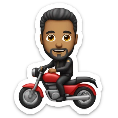 motociclista homem 40 anos, sem barba, meio gordinho, fazendo joia em cima de uma moto sticker