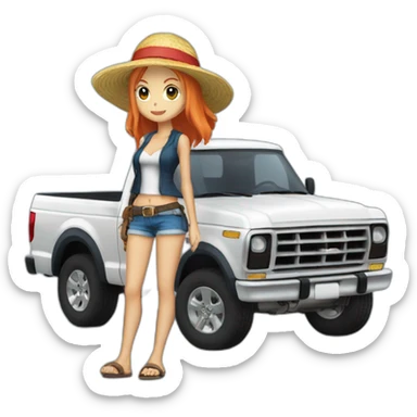 Nami one piece driving a ford f150 sticker