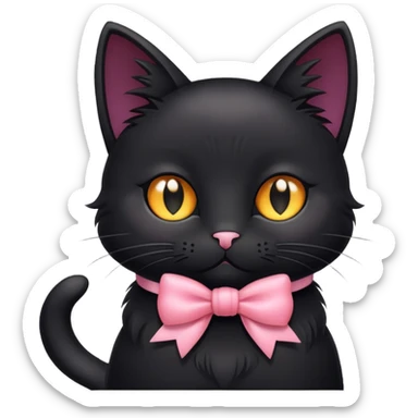 gato negro con moño coquette  sticker