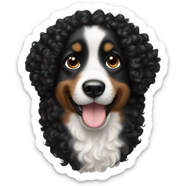 Dog black curly hair sticker
