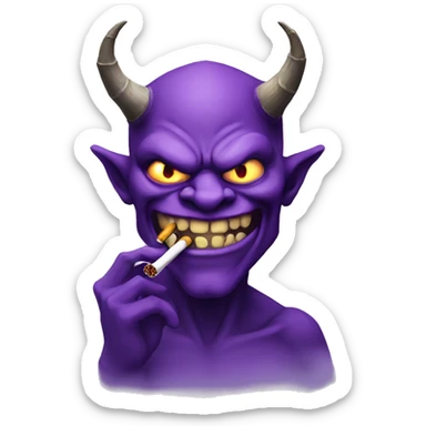 purple demon smoking  sticker