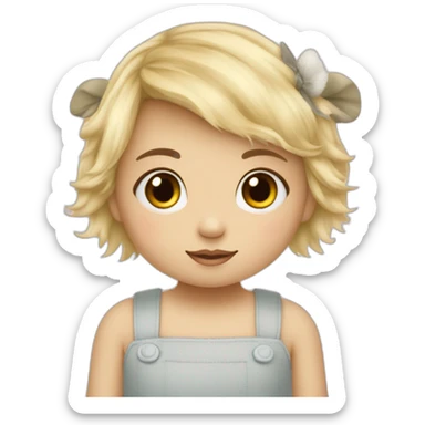 bébé fille blonde décoiffée avec une peluche Totoro  sticker