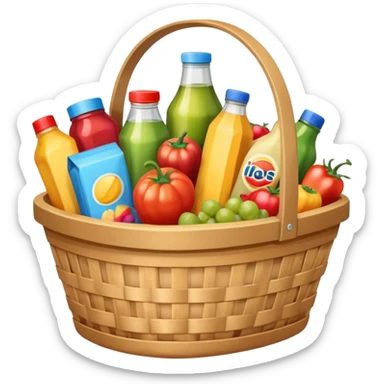 basket with supermarket products sticker