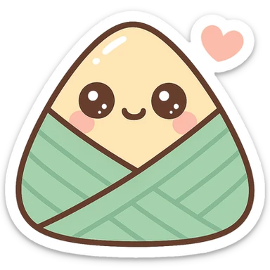 cute zongzi with big eyes and adorable expression, vibrant colors, Q version cartoon style, suitable for emoji stickers for Dragon Boat Festival sticker