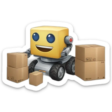 robots assisting in shipment and delivery services sticker