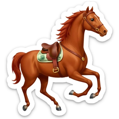 red horse agressive running money on the saddle sticker