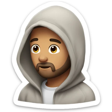 Handsome man with brown hairs and 3 days beard wearing a hoodie as he is praying sticker