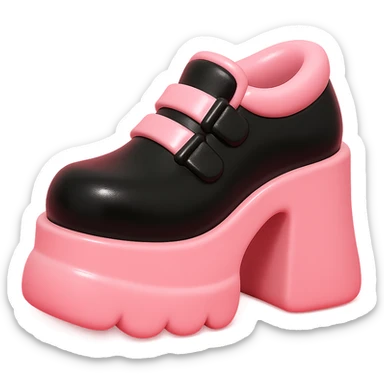 BLACKPINK-inspired gothic shoes, no hearts, black and pink, glossy and bold, vinyl figure style sticker