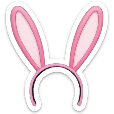 Heart shaped hairband,slender bunny ear, pink color sticker