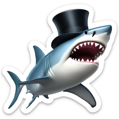 shark with top hat sticker