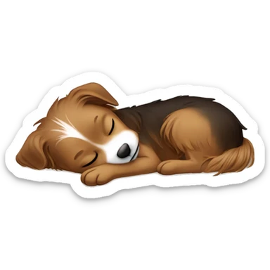 White girl brown hair sleeping with yorkshire terrier sticker