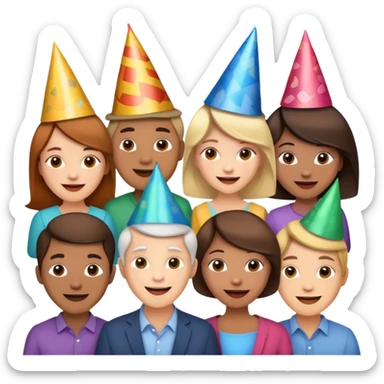 group of people wearing hats, cheerful expressions sticker