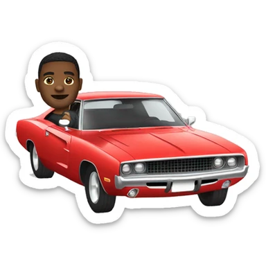 black man driving a dodge charger sticker