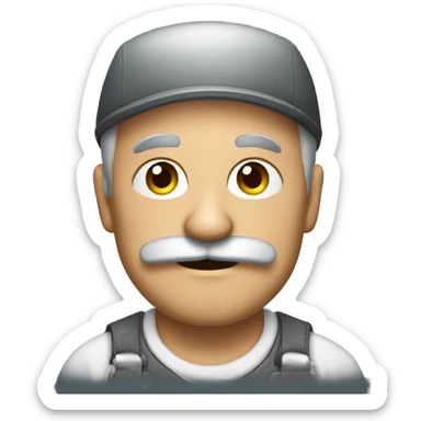 old repairman with mustache sticker