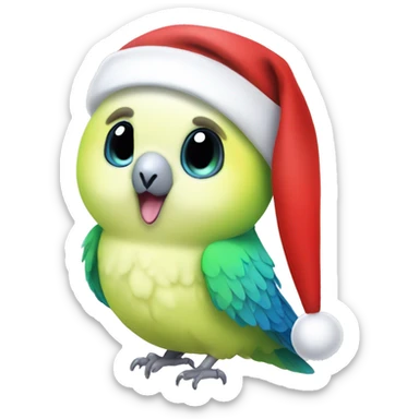 Budgie with Santa hat sticker
