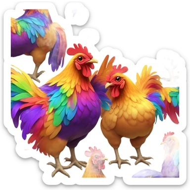 Reverse rainbow chicken  sticker