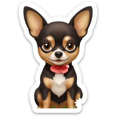 Chihuahua noir marron et feu  daisy sticker
