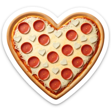 Heart shaped pizza sticker