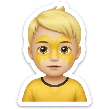 baby with yellow face paint and yellow shirt sticker