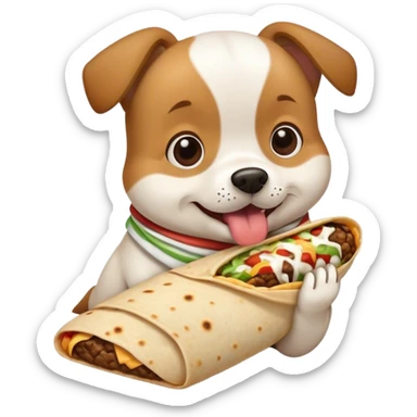 Dog eating a burrito sticker