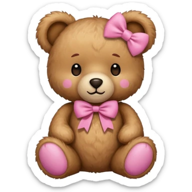teddy bear with pink bow sticker
