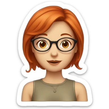 redhead girl with round glasses  sticker