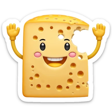 A cheese with arms and legs and gritted teethwith the arms being half circles sticker