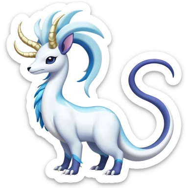 Shiny Glossy Pastel Light Divine Snaky Beautiful Floral Snowy Pretty Absol-Amaura-Suicune-Cobalion-fusion, full body sticker