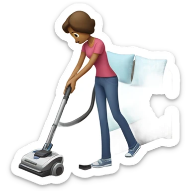 Vacuuming a bed sticker