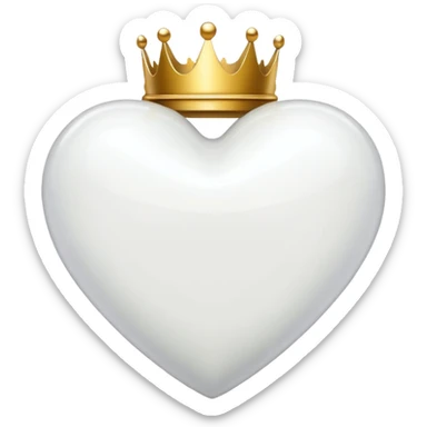 a white heart with a golden crown sticker
