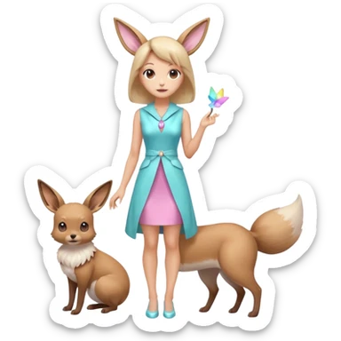 Kawaii Shiny Colorful Pastel Slender Elegant Sleek Thin Beautiful Gorgeous Pretty Mature Realistic Eevee Full Body sticker
