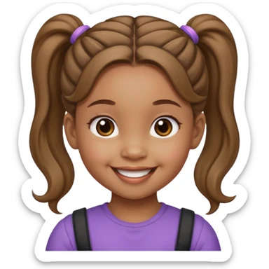 brown baby girl with ponytails hairstyle  sticker
