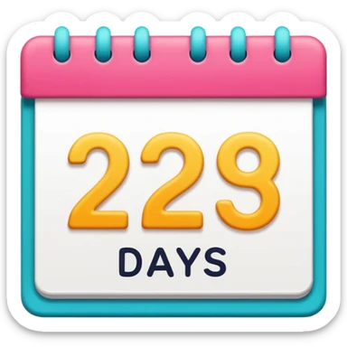 calendar with '2 days' in a playful font sticker