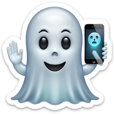 ghost emoji with a phone beside sticker