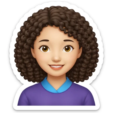 asian girl with young curly hair sticker