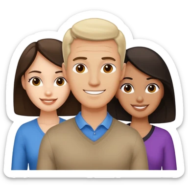 White brunette, American man with two women both are African one is light skin black and one is medium tone black sticker