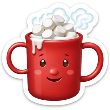 red mug of hot chocolate with marshmallows sticker