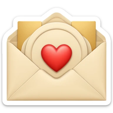 Cream-colored Letter Envelope with a heart creamy color in the middle sticker