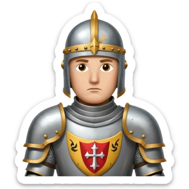 Hazme el emoji de un caballero medieval con actitud muy masculina en diversos estados de animos de los caballeros teutonicos pensativo sticker