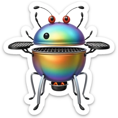 Bug standing next to grill sticker