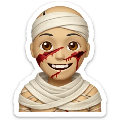 halloween mummy smiling without teeth and with blood stains sticker