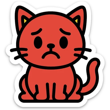 A cute sad red cat sticker