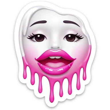 white paint dripping from floating pink ombre glossy lips sticker