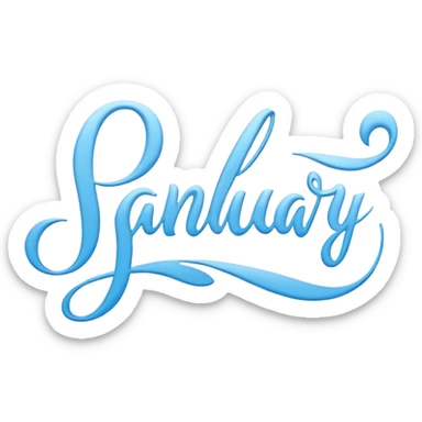 Light Blue “ hello January “ word in cursive sticker