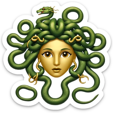 The Sicilian Medusa in gold, make the snakes more dramatic  sticker